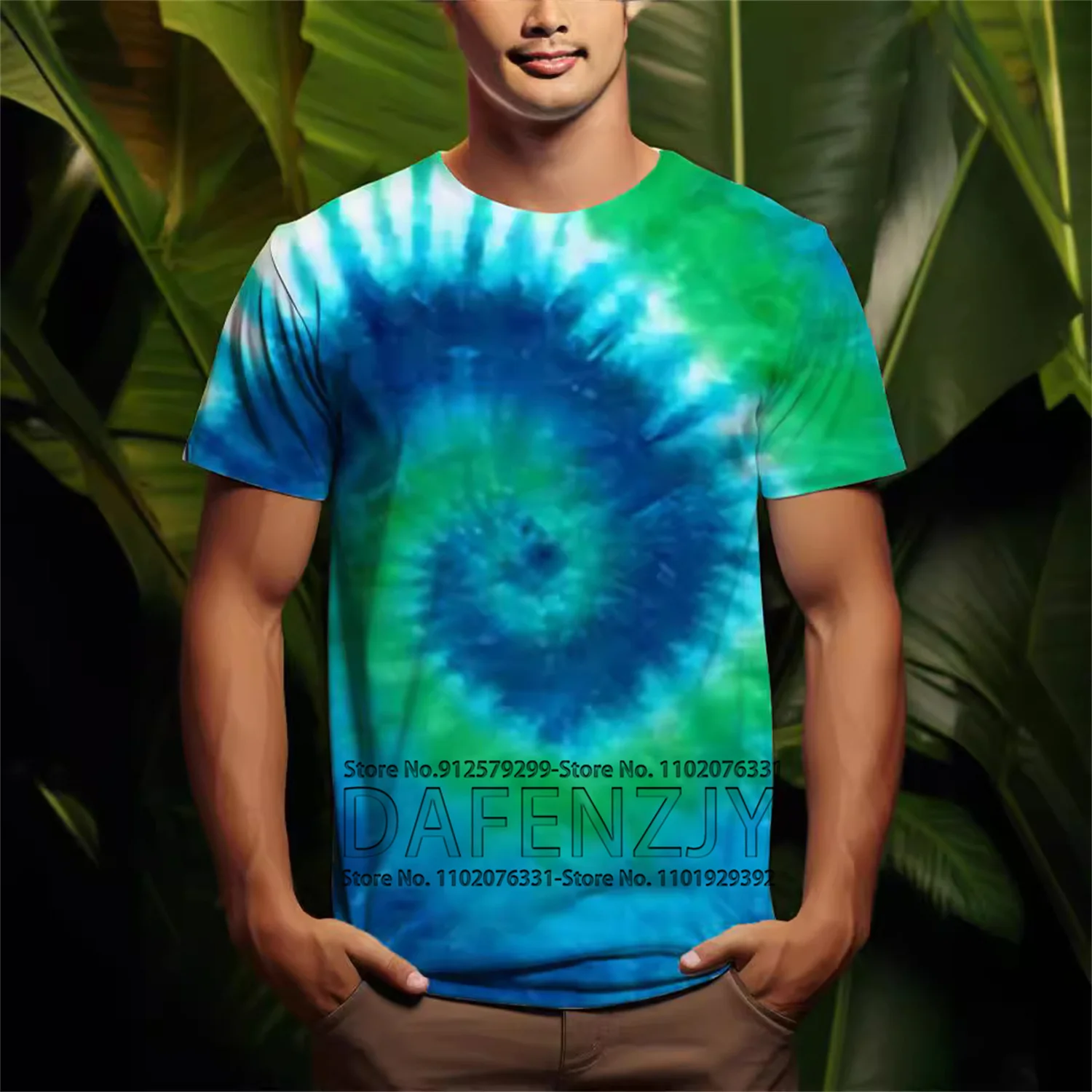 Summer Couple Colorful Rainbow Tie Dye 3D Printing T-shirt Personalized Customization High Quality Sports Casual Short Sleeve