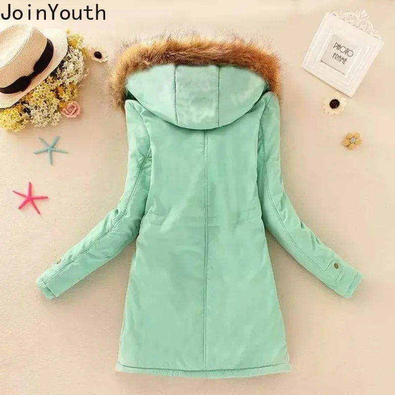 Winter Clothing Fashion Korean Parkas Patchwork Lamb Wool Hooded Drawstring Jackets Women 2024 Ropa Mujer Thick Casual Y2k Coats