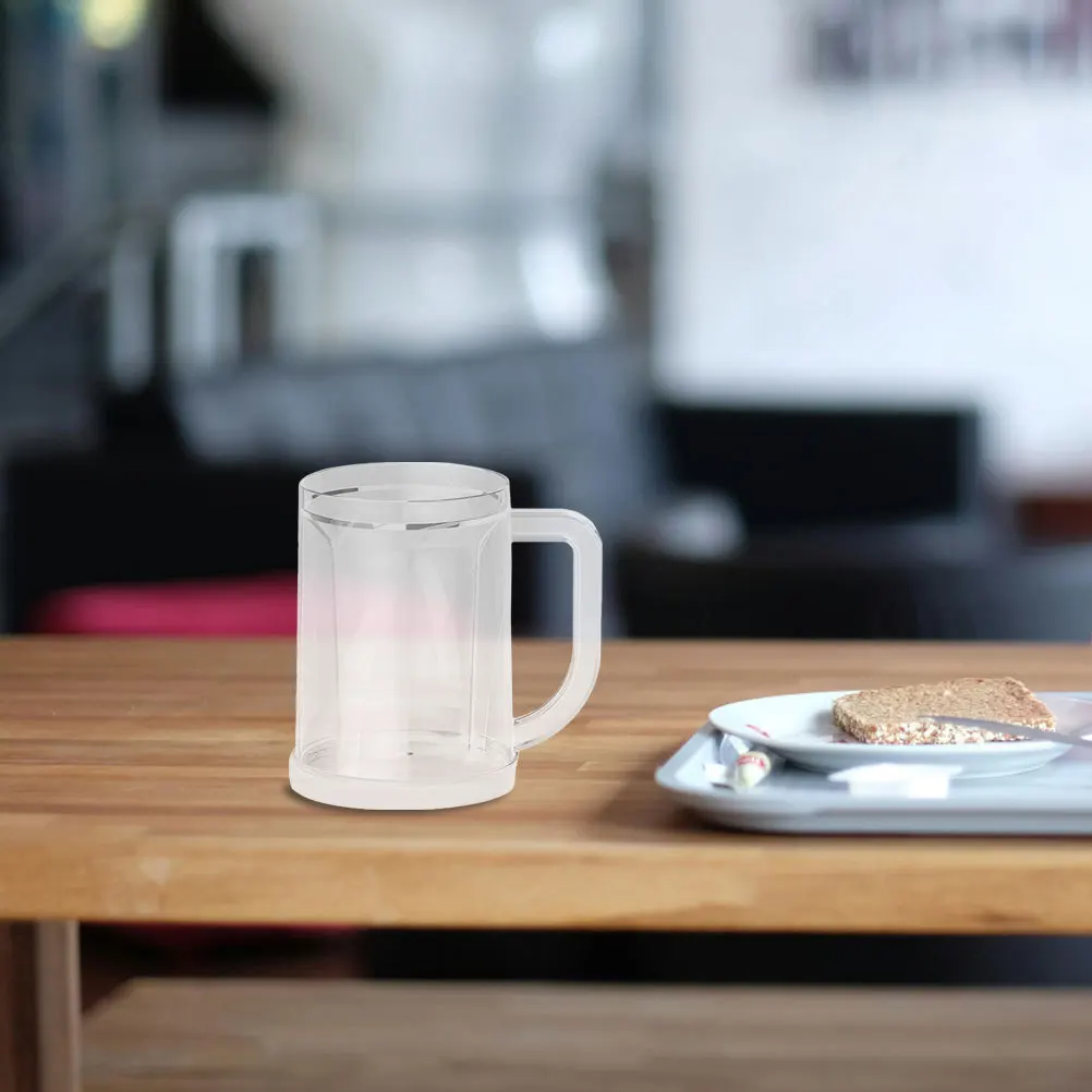 

2pcs Reusable Freezable Beverage Cups Plastic Double Wall Frosty Mugs For Beer Tea Cold Drinks Ice Cooling Glasses Summer