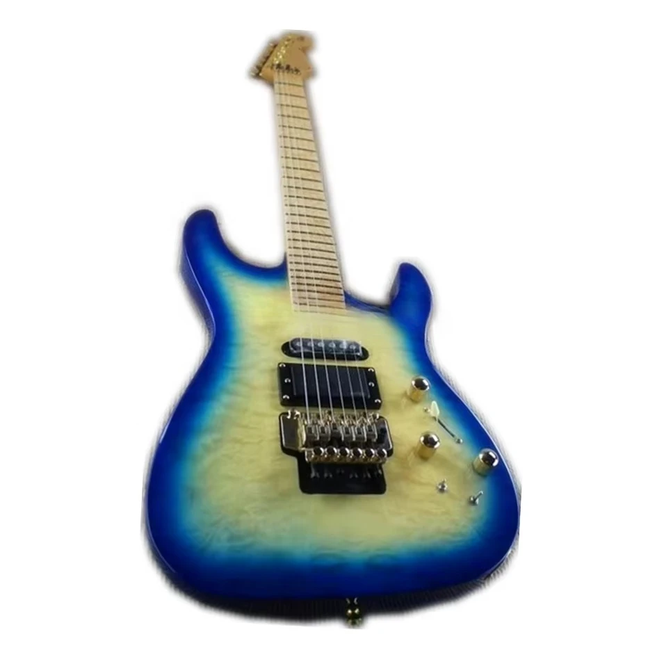

STLF Weifang 6 String Quilt Maple Blue Sunburst Colour Tremolo Electric Guitar