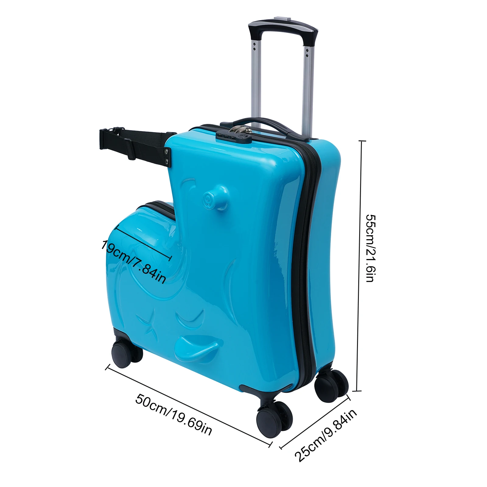 20" Pink / Blue Spinner Luggage Kids Ride-On Roll Suitcase Luggage Bags Wheeled Trolley Luggage Waterproof