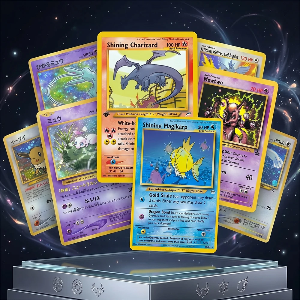 PTCG Lv.60 Magikarp DIY # 150 Cartas Promocionais Shining Mewtwo 1995 Black Star, 14 Novas Cartas de Coleção Proxy, Carta Foil, Presente para Colecionadores