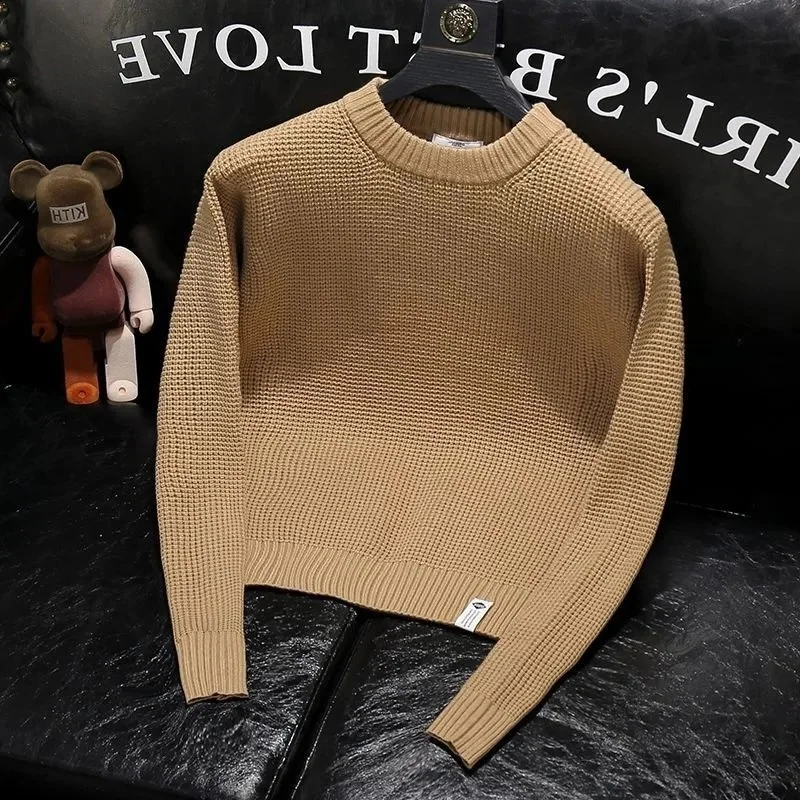 

Новинка осенне-зимнего сезона: мужской джемпер с круглым вырезом и длинным рукавом, приталенный, простой дизайн, повседневный топ, модный бренд, молодежная мода