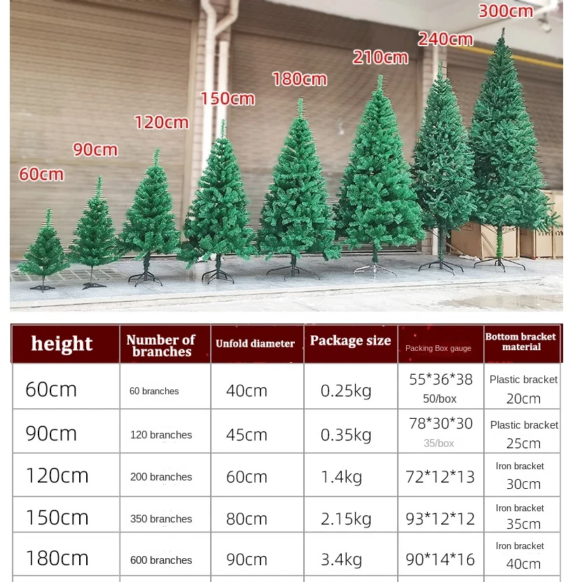 크리스마스 트리 2024 2025 새해 녹색 PVC 인공 홈 장식, 거실 파티, 실내 휴일, 0.9 m, 1.2 m, 1.5 m, 1.8m