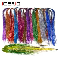 ICERIO suave holográfico plano Krystal Flash oropel Flashabou atado de moscas Material Lucio trucha serpentinas plantilla anzuelo de pesca señuelo
