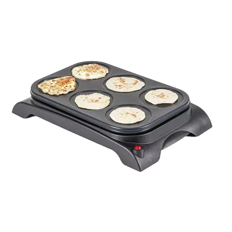 

1000W Aluminium Fixed Cooking Plate Non-stick Coating Electric 6 Holes Automatic Crepes Pancake Maker for Home Kitchen Use