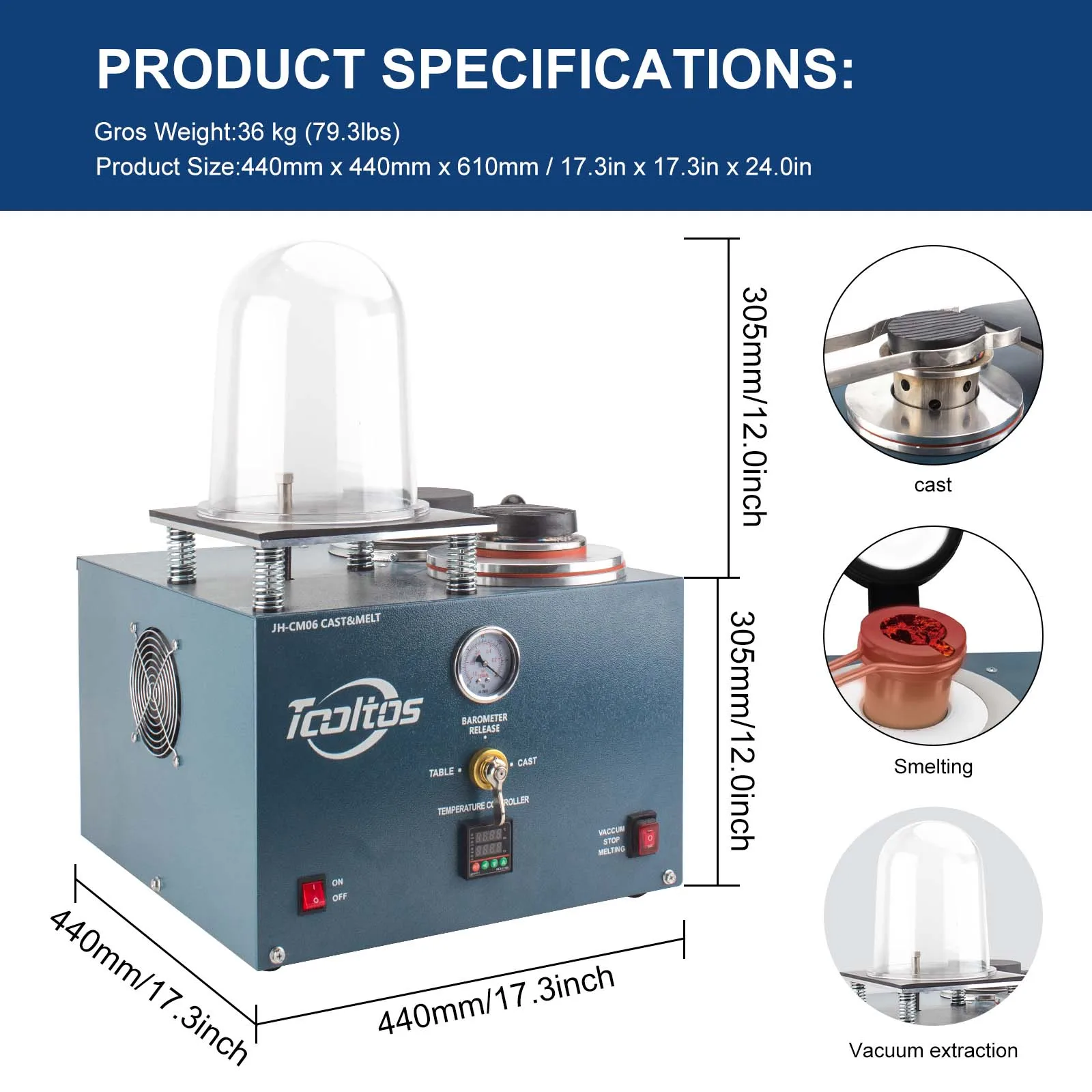 JH-CM06 Pro Jewelry Vacuum Casting Machine | Gold/Silver Precision Casting Equipment | Automatic Suction & Plaster Mold Maker