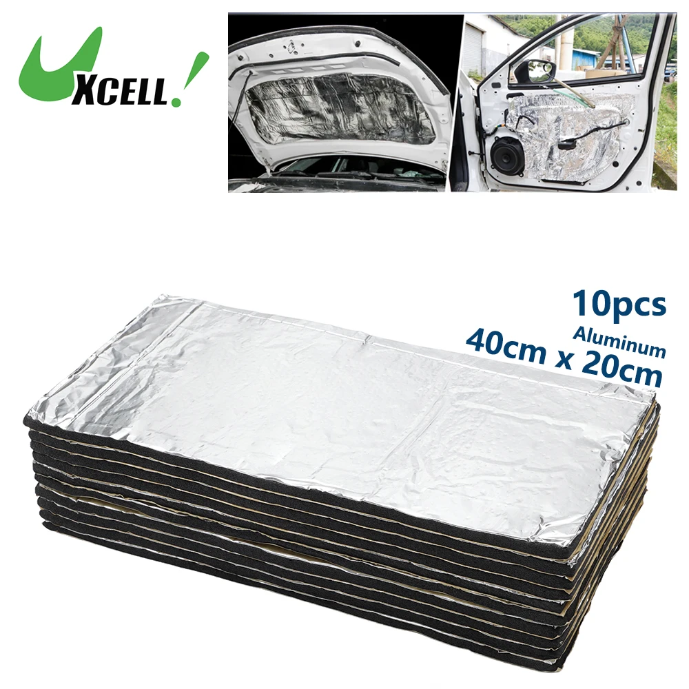 

UXCELL Thick 5mm 10mm Car Soundproofing Fire Absorbing Material Aluminum Car Sound Deadening Mat 40x20cm 10pcs