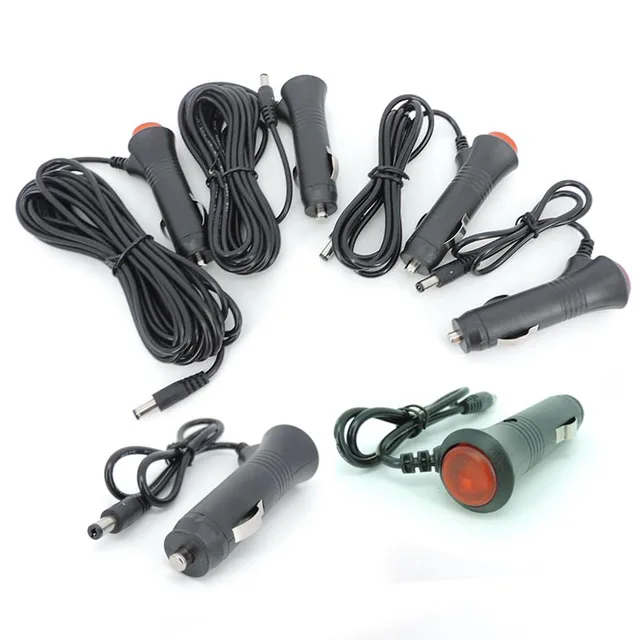 DC 12V 24V Adapter samochodowy ładowarka zapalniczka przedłużacz kabla wtyczka przełącznik przewodu do monitora samochodowego kamera 2.1x5.5mm