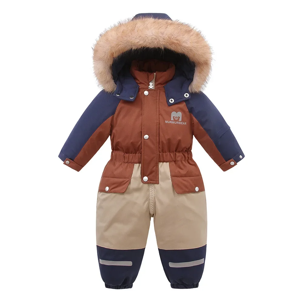 LILIGIRL Color-Block Girls Jumpsuit, Winter Hooded Romper with Quilted Velvet, Warm Padded One-Piece Outfit