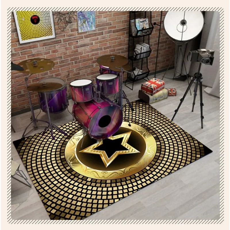 Drum Carpet - Soundproofing Non-Slip Electronic Jazz Drum Floor Mat for Musical Instrument Practice & Home Decoration Rug