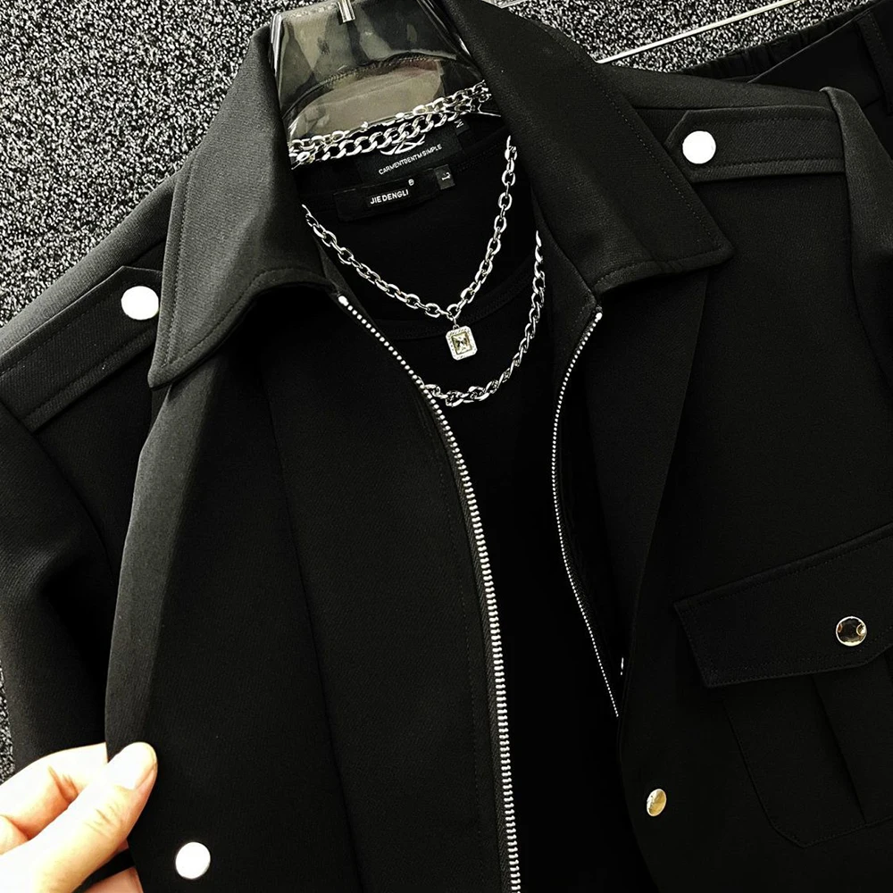 2025 Winter New Men's Solid Color Short Jacket Unisex American Retro Fashion Trendy High Street Loose Casual Niche Men's Top