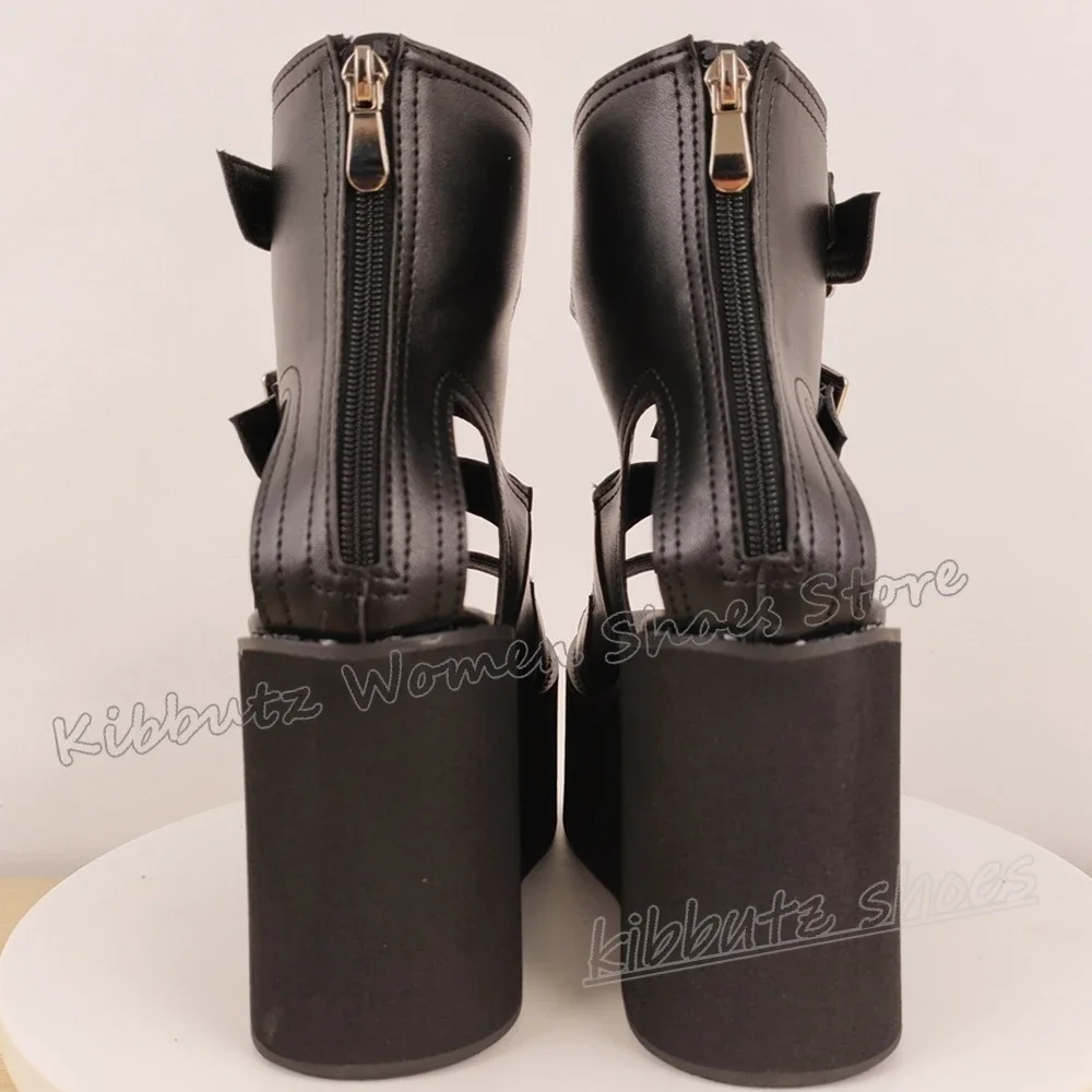 Belt Buckle Rome Sandals Platform Round Toe Thick Bottom Leather Solid Color Fashion Elegant Comfortable Sexy Women Shoes Newest view 6