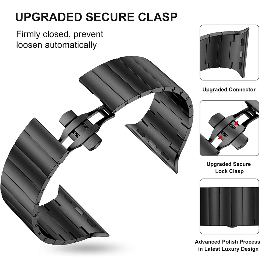 Metal Strap for Apple Watch Ultra 49mm 10 42mm 46mm 9 8 7 45mm 41mm Stainless Steel Bracelet Strap for Iwatch 6 5 4 SE 44mm 40mm