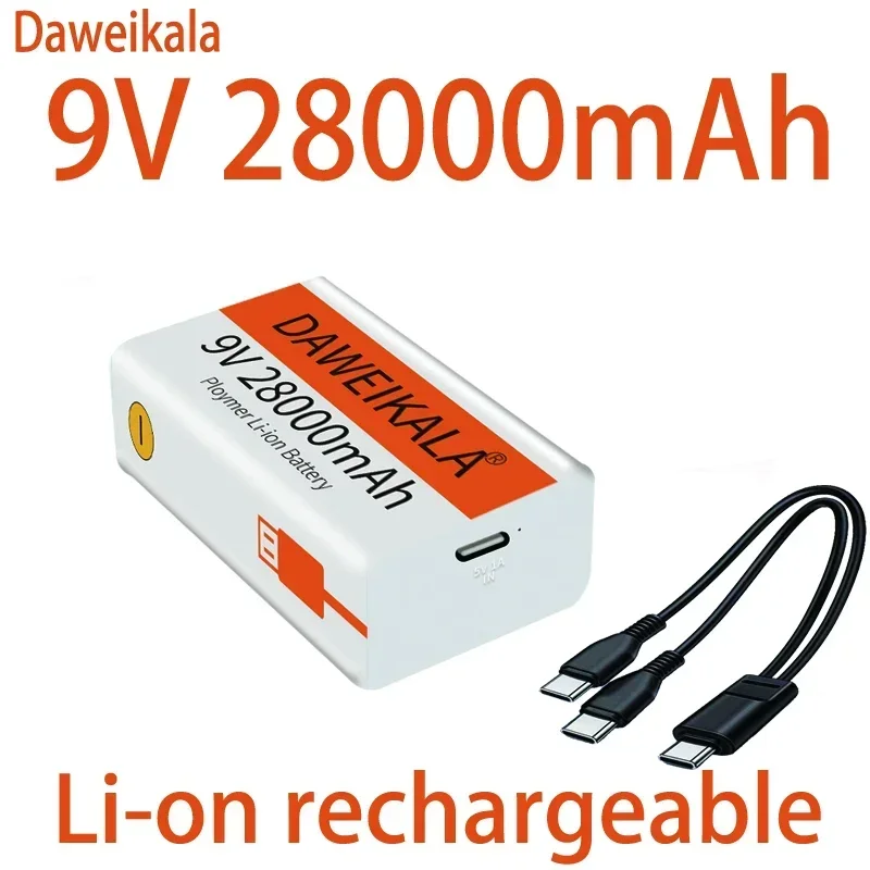 2023 9 V 28000mAh batteria ricaricabile agli ioni di litio Micro batterie USB 9 v litio per multimetro microfono giocattolo telecomando uso KTV