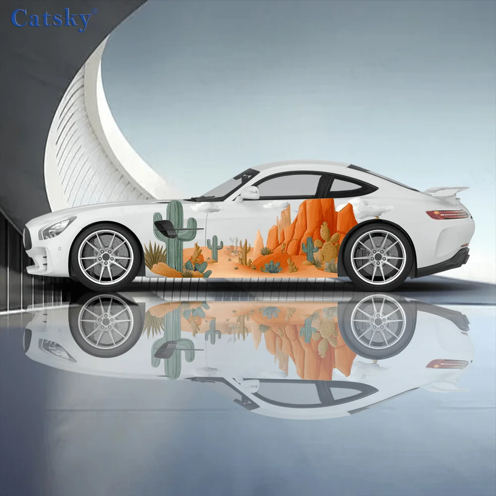 Desert Cactus Pattern Stickers - Car Body Side Decals Decoration (Universal Fit for All Cars) car vinyl wraps