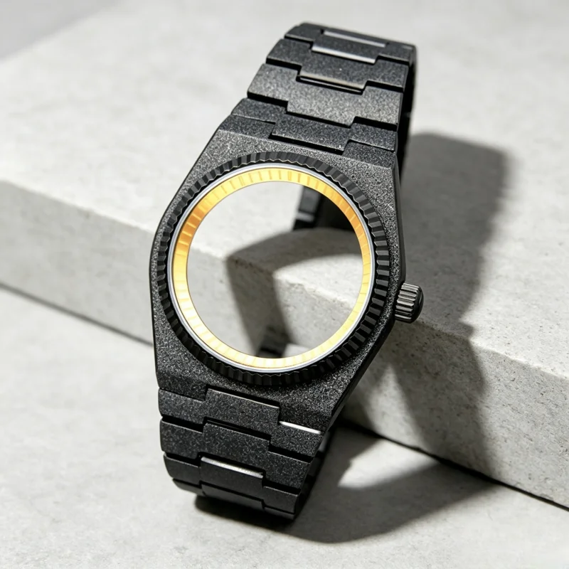 Black PRX Super Player Watch Case Grit Nail Sand Effect Sapphire Glass Replacement Shell Fit NH34 NH35 NH36  Automatic Movement