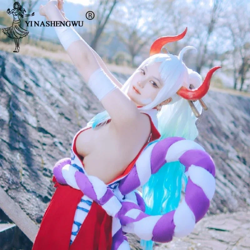 Halloween Costume Yamato Cosplay Costume Set Women Kimono Cosplay Anmie Wig Headwear Prop Halloween Carnival Party Uniform Suit