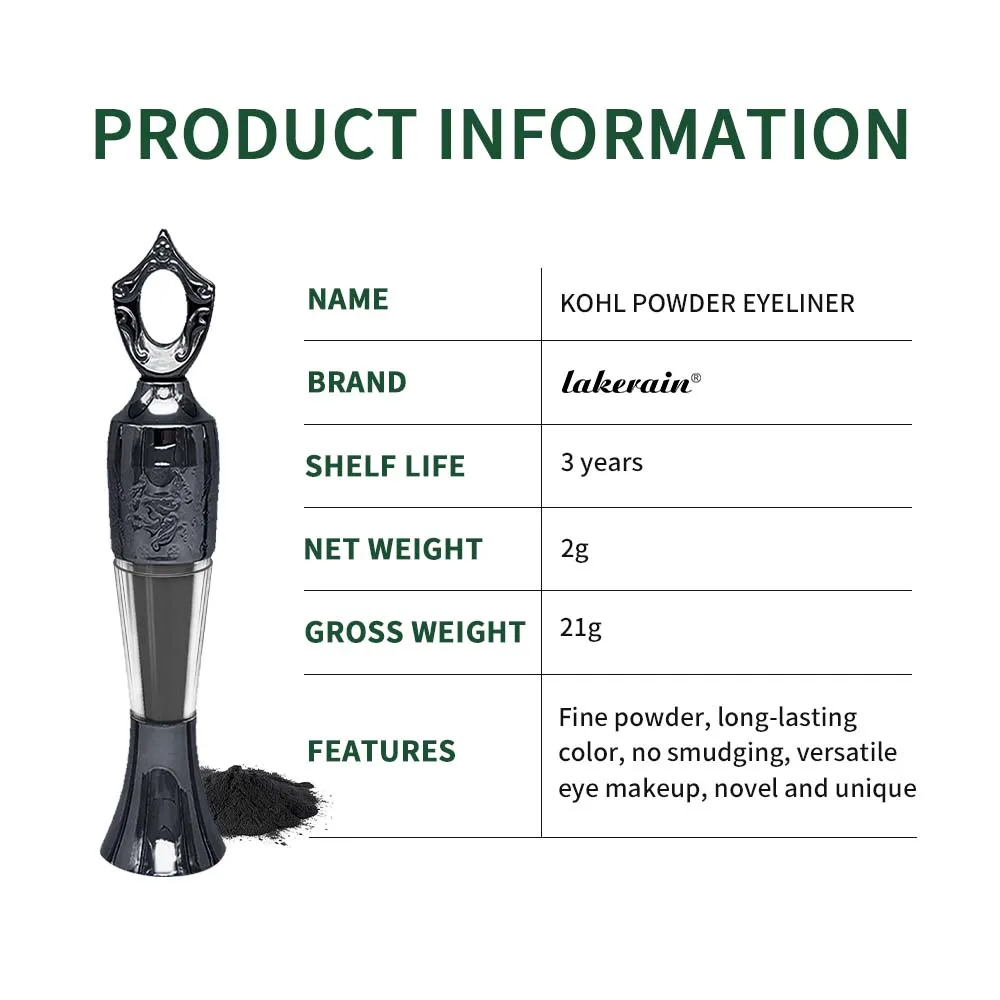 Kohl-手作りのパウダーアイライナー,アイライナー,パウダーフォームのナチュラルアイライナー,ブレンド可能,強烈な色,長持ち