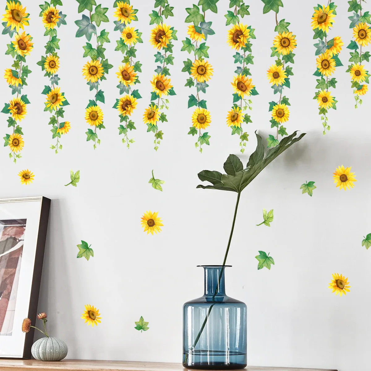 30*90cm Plant Vine Sunflower  Wall Sticker Background Wall Living Room Bedroom Study Restaurant Kitchen Decoration Wall Sticker