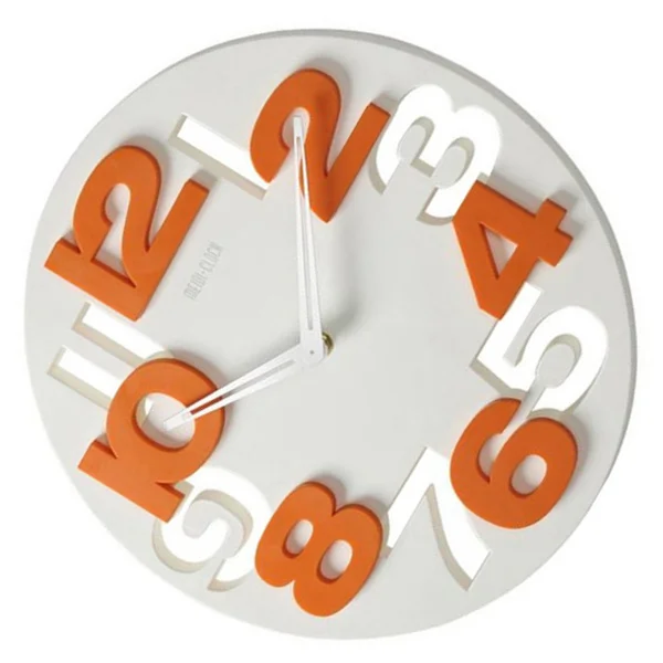 

Novelty Round Wall Clock White Hollow-Out 3D Large Digits Quartz Movement Modern Home Office Decoration Round Wall Clock