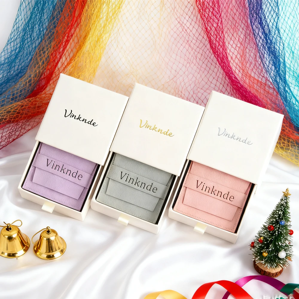 

Custom Logo Luxury Drawer Jewelry Box Necklace Earrings Packaging Box Slide Out Rings Jewellry Storage Box with Microfiber Bag