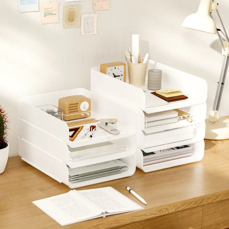 A4 File Storage Rack Plastic Desktop Storage Box Office Station Document Sundries Multi-layer Shelf Multi-function