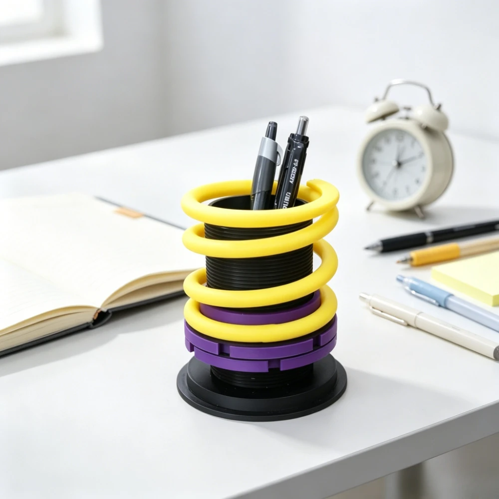 Industrial Wind Twisted Tooth Shock Absorber Pen Holder, Creative Storage Desktop Decoration Ornament