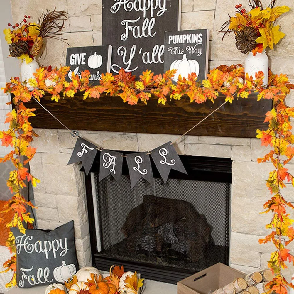 

2 Pcs Artificial Maple Leaf Rattan Decoration Decorations Leafs Look Home Hanging