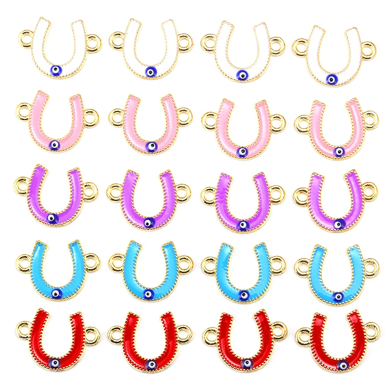 

15Pcs 16*21MM Turkish Evil Eye Pendant Letter U-shaped Fashion Charm Amulet Alloy Metal DIY Necklace Jewelry Making Accessories