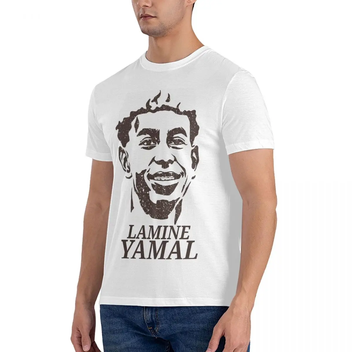 Spain Men's T Shirt Lamine Yamal Vintage Tee Shirt Short Sleeve Round Neck T-Shirt Cotton Printing Tops