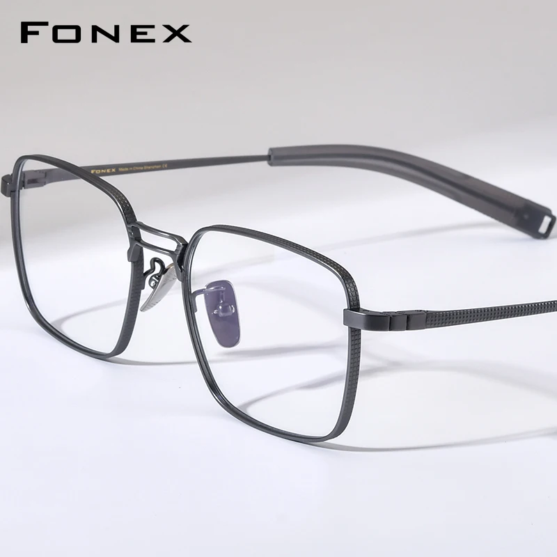 Montatura Per Occhiali Fonex In Titanio Per Uomo, Design Di Marca, Occhiali Quadrati Maschili Di Alta Qualità, Ultraleggeri, Personalizzati In Stile Giapponese 8827-image