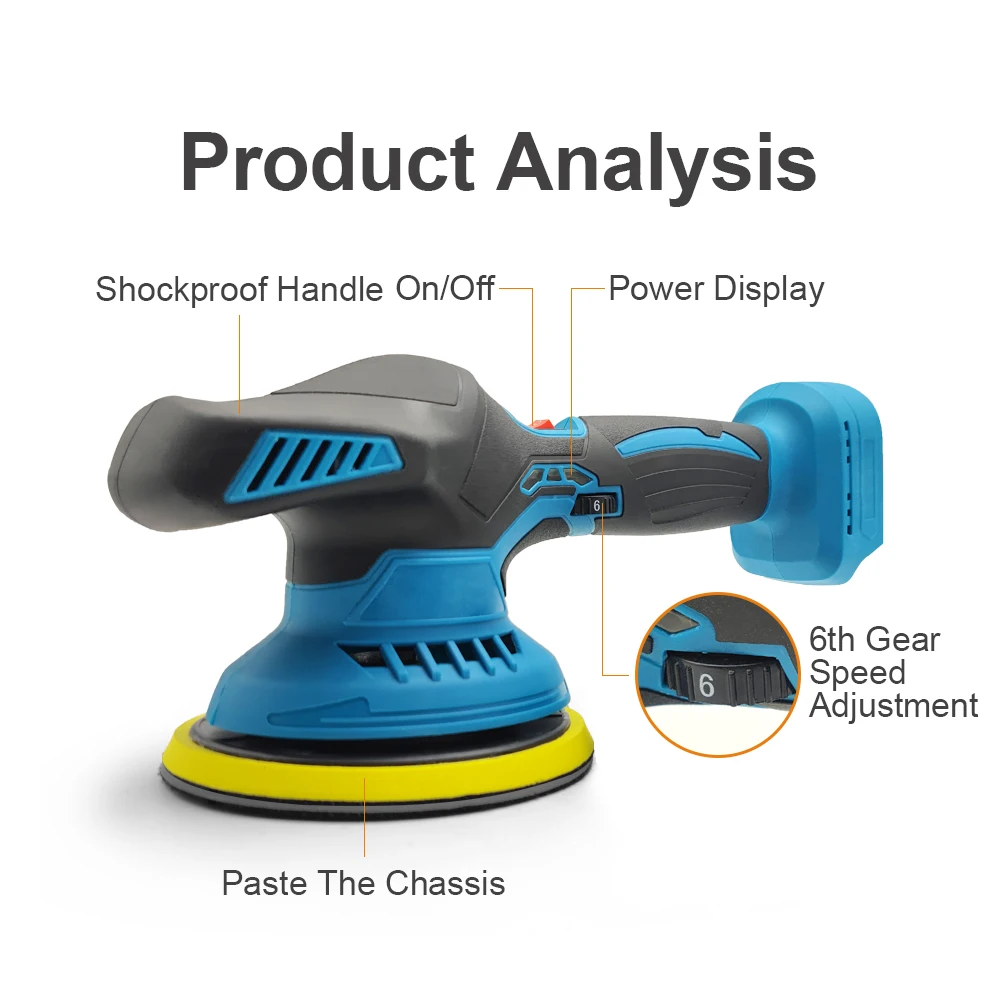 Cordless Car Polisher 6 Gears Adjustable Electric Car Polishing Machine Home Cleaning Waxing Sanding Tool For Makita 18V Battery