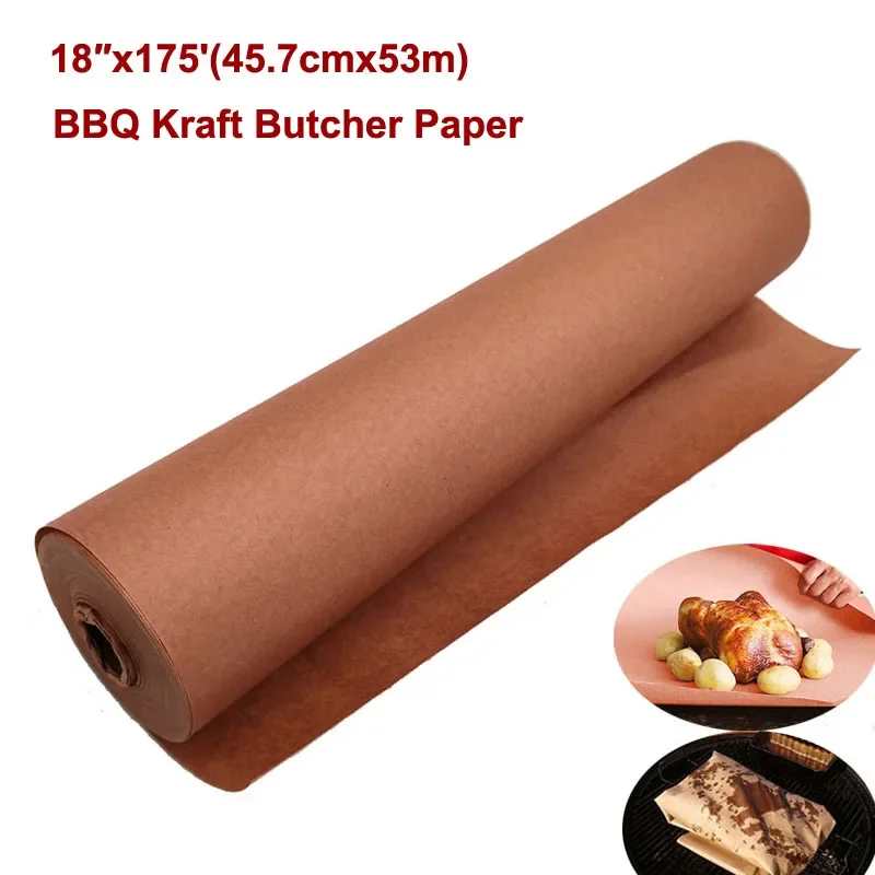 1.6kg BBQ Kraft Butcher Paper for Smoking Meat High Temperature Resistant 45.7cmx53m Food Grade Waterproof Grilling Baking Paper