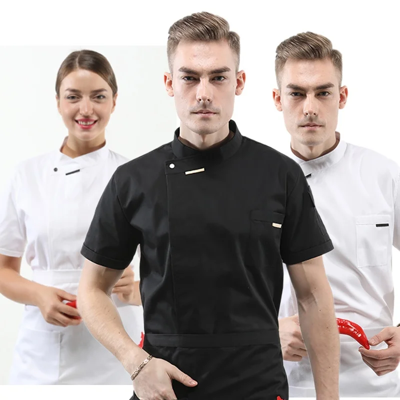 Short Sleeve Chef Restaurant Uniform Men Women Cook Jacket Bakery Kitchen Clothes Waiter Wear