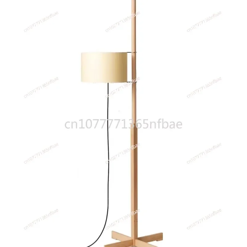 Wooden Frame Fabric Shade Nordic Corner Standing Floor Lamp For Hotel
