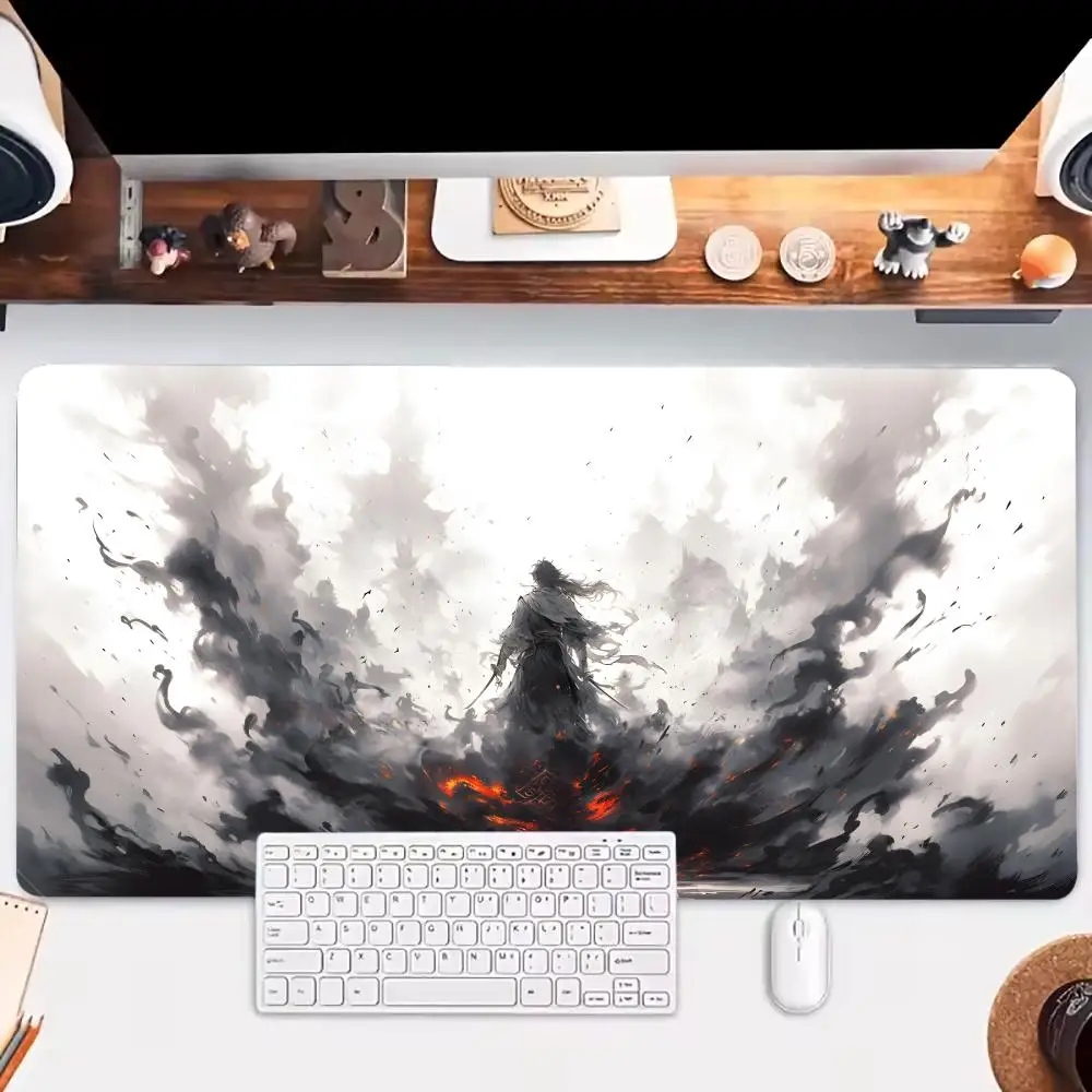 

Cool Ink Warrior Mouse Pad Large Gaming Mousepads Non-slip Laptop Tablet Mat Nootbook Game Rug PC Locked Table Cushion Playmat
