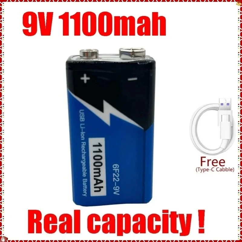 

9V 1100mAh Li-ion Rechargeable Battery Micro USB Batteries 9V Lithium for Multimeter Microphone Toy Remote Control KTV Use