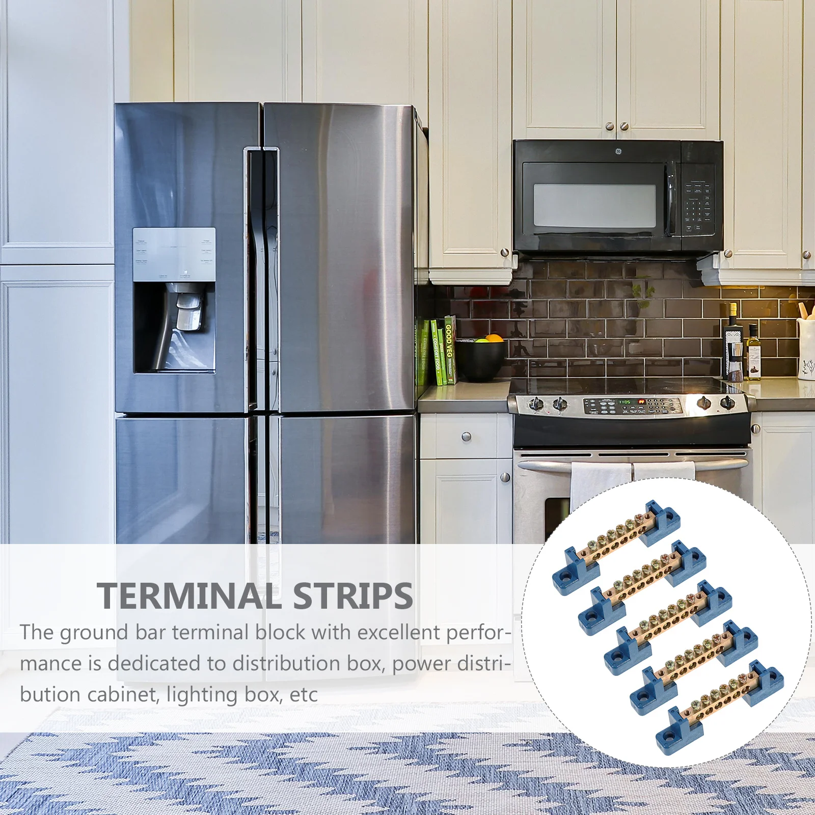 5pcs Brass Terminal Block 6 Positions Grounding Bus Bar For Distribution Box Power Cabinet Lighting Panel Marine Boat Car