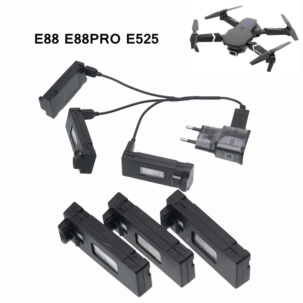3.7V 1800Mah RC Drone batteria e caricabatterie per E88 E88PRO Ls-E525 E525 PRO RC Mini Uav quadcopter accessorio batteria