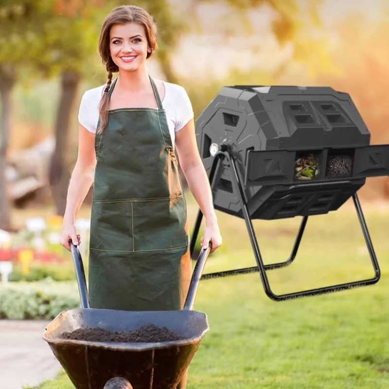 

Home Garden Leaf Rotating Compost Bin Outdoor Yard Kitchen Waste Fermentation Tumbler School and Backyard Composting System