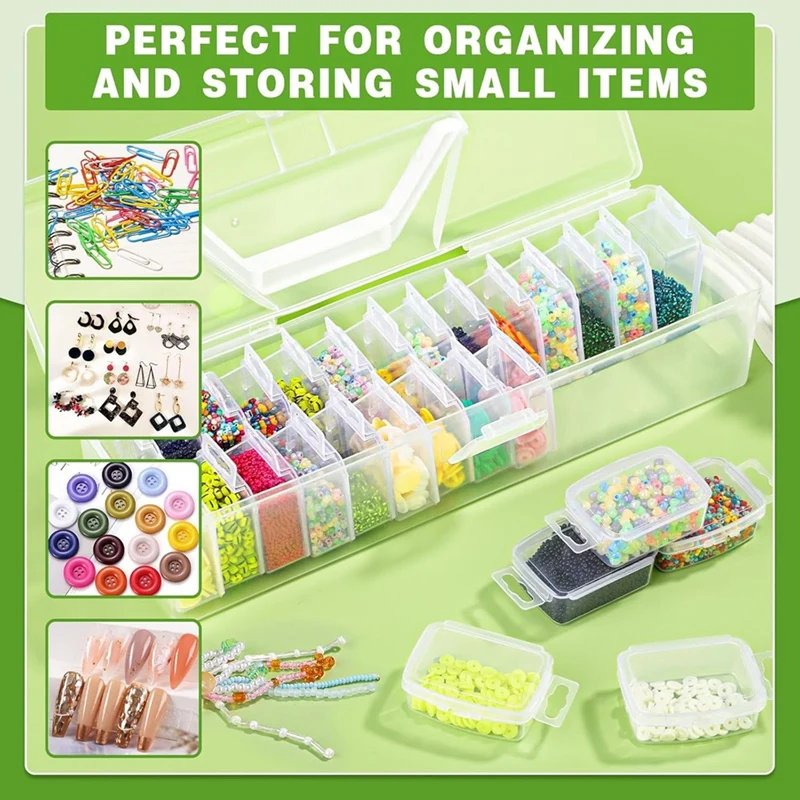 Small Bead Organizers With Lids, For Collecting Jewelry, Bead, Sticker, With Hinged Lid Transparent Craft Supply Case