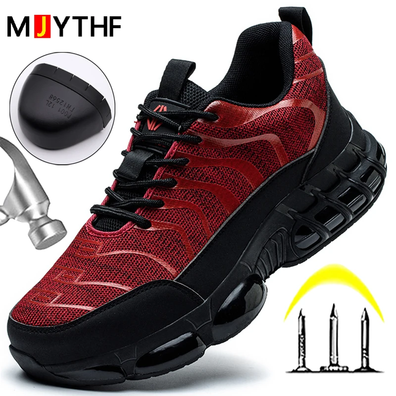 Fashion Air Cushion Safety Shoes For Men Women Anti-smash Anti-puncture Work Sneakers Steel Toe Protective Shoes Indestructible
