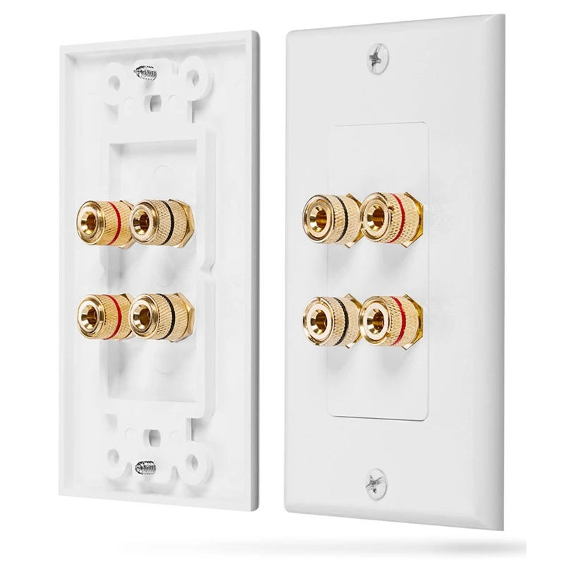 4X 4 Posts Speaker Wall Plate Home Theater Wall Plate Audio Panel For 2 Speakers