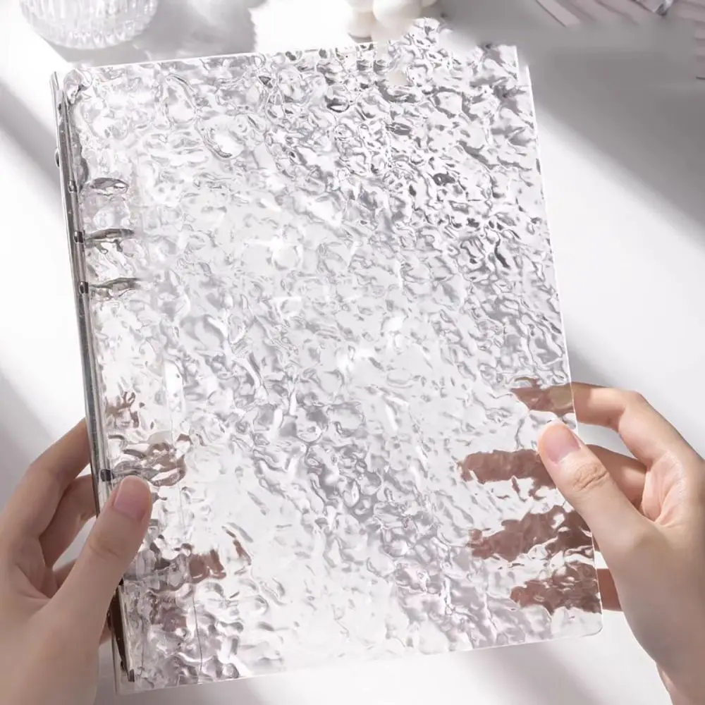 Water Ripple Transparent Desktop Photo Album Picture Display 3-holes Idol Photo Album 1/4 Grids Loose-leaf