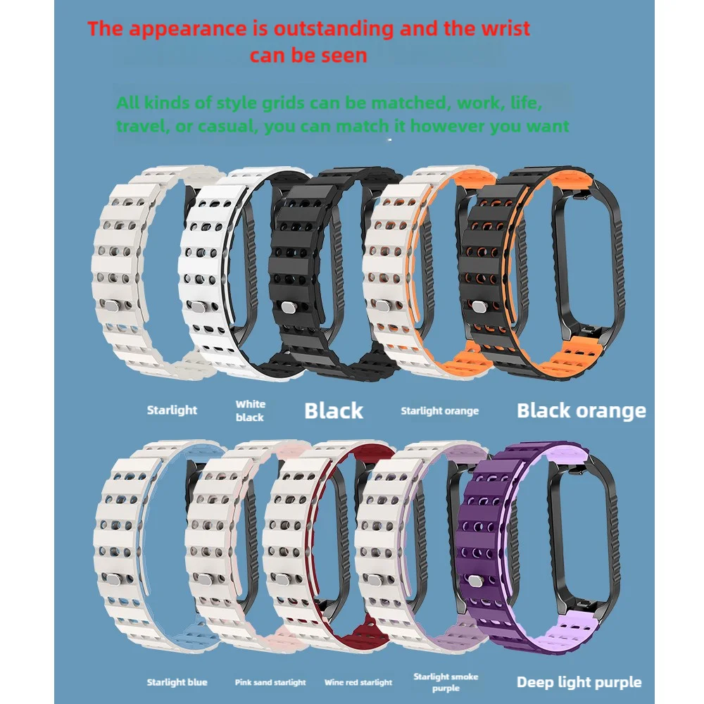 Cinturino sportivo magnetico in silicone per Redmi Band 2 con fori per l'aria traspiranti Cinturino per orologio intelligente morbido e durevole a sgancio rapido Uomo Donna