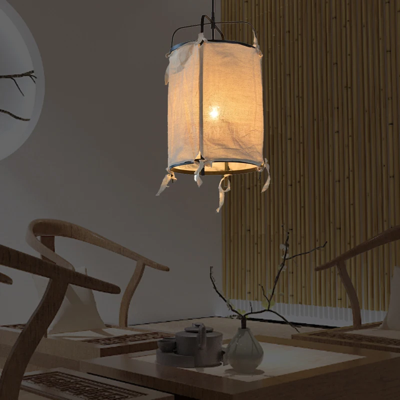 Imagem -02 - Japão Estilo Luzes Pingente de Ferro Linho Hanglamp para Sala Jantar Quarto Barra Decoração Casa Loft Luminária Suspensão E27 Lâmpada Pendurada