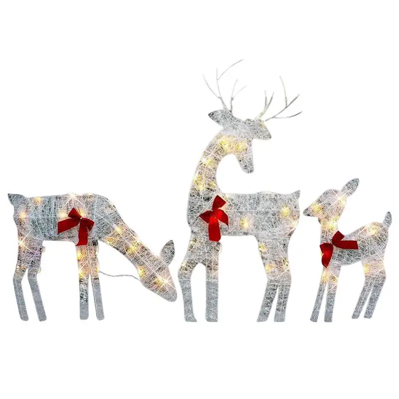 Lighted Xmas Reindeer Water Resistant Bright And Festive Holiday Decoration For Home Glowing Reindeer Outdoor Yard Ornament