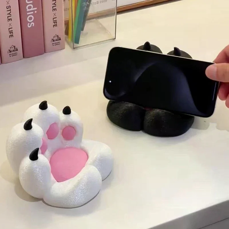 1PC 3D Printed Cute Cartoon Cat Claw Mobile Phone Holder Desktop Small Ornaments Creative Home Decor