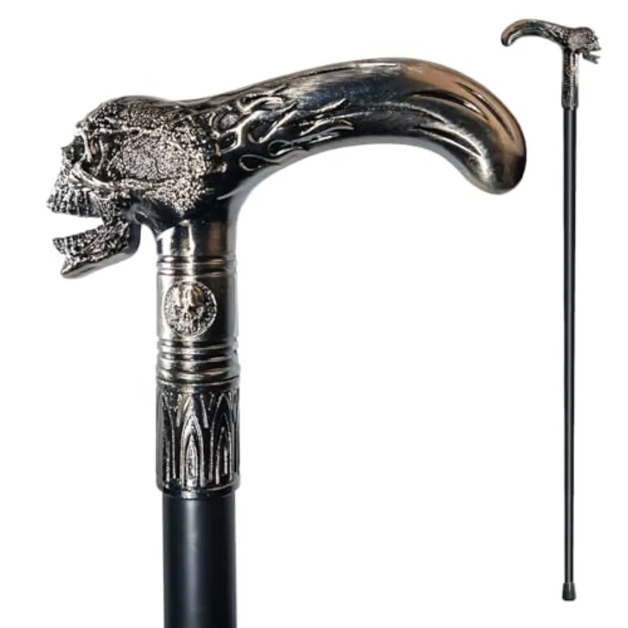 Walking Cane for Men and Women and Seniors - 36.5 Inch Heavy Duty 500+ lbs Capacity, Skull Ergonomic Handle, Decorative and Orn